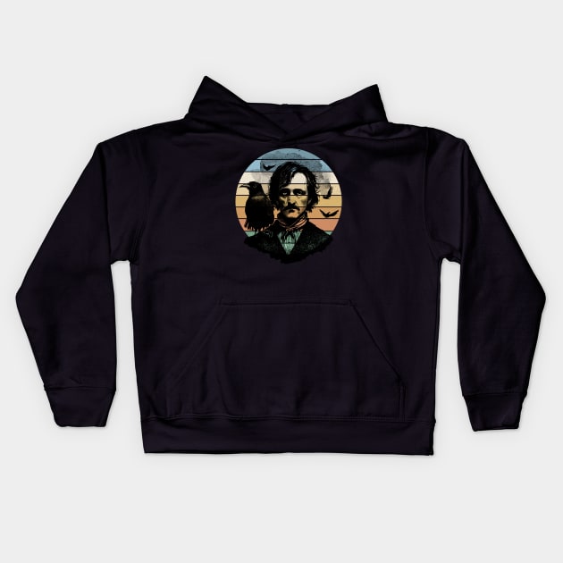 Edgar Allan Poe Kids Hoodie by valentinahramov